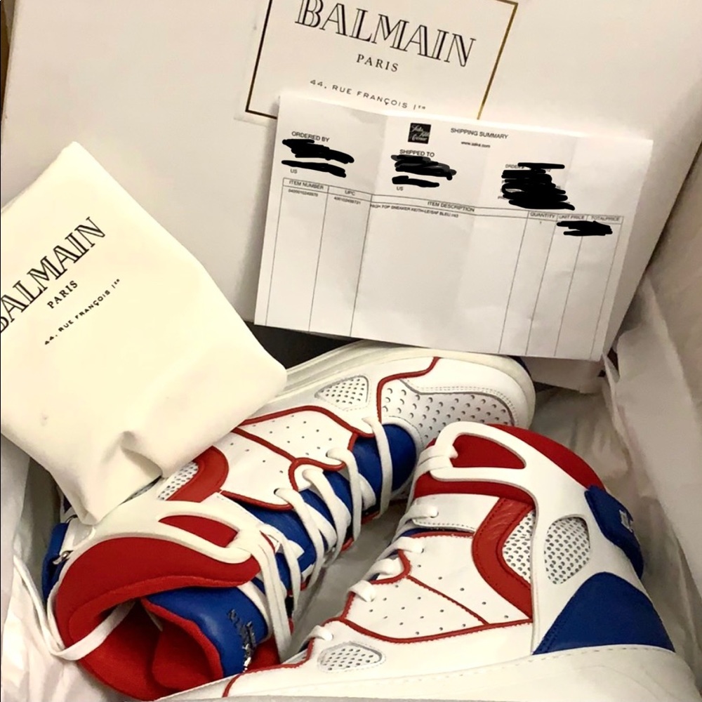 SOLD🔥 MenBalmain Keith Leather High-Top Sneakers